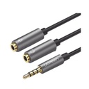 Ugreen Cable Divisor en Y / De 3.5 mm Macho a Dos Salidas de 3.5 mm Hembra / CTIA, TRS / Núcleo de Cobre / TPE /  Longitud 20 cm / Ideal para Separar el Micrófono de los Auriculares