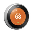 Google Nest - Termostato inteligente - Plateado, integrable a sistemas LUTRON, Caseta Wireless, RA2 Select, RadioRa2