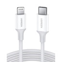 Ugreen Cable USB-C a Lightning | 1 Metro | Certificado MFi | Carga Rápida 60W | 480 Mbps | PD | Conector C94 | Adecuado para iPhone, iPad y iPod | Protección Integrada | Caja de ABS | Cubierta de TPE | Color Blanco | 2 años de Garantí