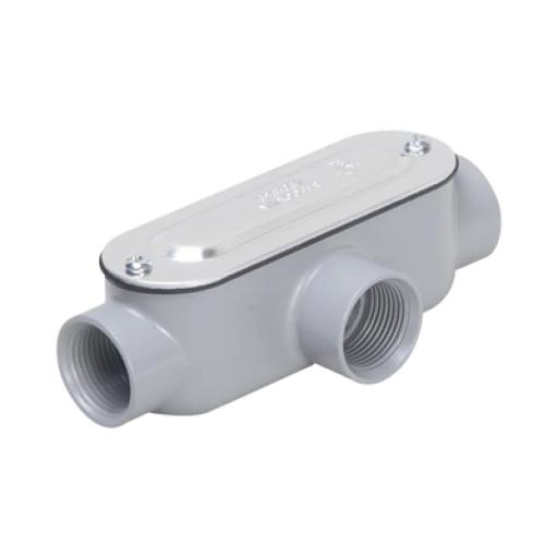 HUBBELL TAYMAC Caja Condulet tipo T de 1/2" (12.7 mm) / Con tapa y empaque.