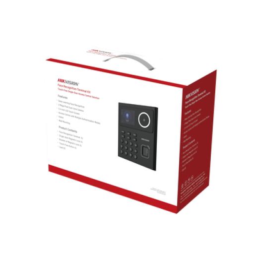 Hikvision Digital Technology Kit WiFi de Control de Acceso Lite TODO INCLUIDO con Lector de Rostros, Tarjetas y Huellas / 500 Rostros / Compatible con App HIKConnect / Incluye Electroimán  Botón de Salida y Montajes Z y L para imán 