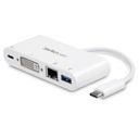 StarTech.com ADAPTADOR MULTIPUERTOS USB-C DO CKING STATION DVI GBE USB