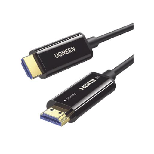 Ugreen Cable HDMI de 10 Metros por Fibra Óptica 8K@60Hz / Fibra de 4 núcleos + Cobre estañado de 7 núcleos / Compatible con HDMI 2.1 / Alta velocidad 18 Gbps / 3D / HDR / Caja de Aleacion Zinc / Premium