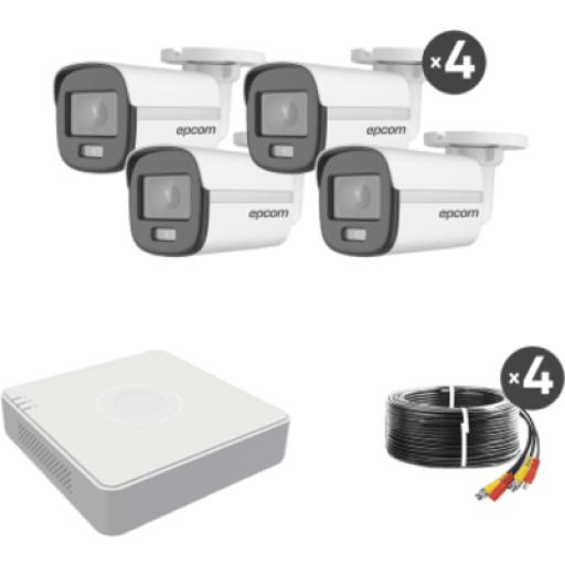 [EPCOMPROFESSIONAL_B8-KIT-CV] EPCOM PROFESSIONAL Kit TurboHD 1080p Lite / DVR 4 Canales / 4 Cámaras Bala 2 Megapixel ColorVu / Fuente de Poder / Accesorios de instalación