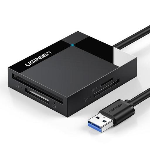 Ugreen Lector de Tarjetas USB-3.0 Lector SD Compact Flash Card Reader Múltiple 4 en 1 Velocidad hasta 5 Gbps para Tarjetas de Memoria SD/Micro SD/TF/SDXC/SDHC/MMC/CFI/Ultra II CF/Extreme CF/MS