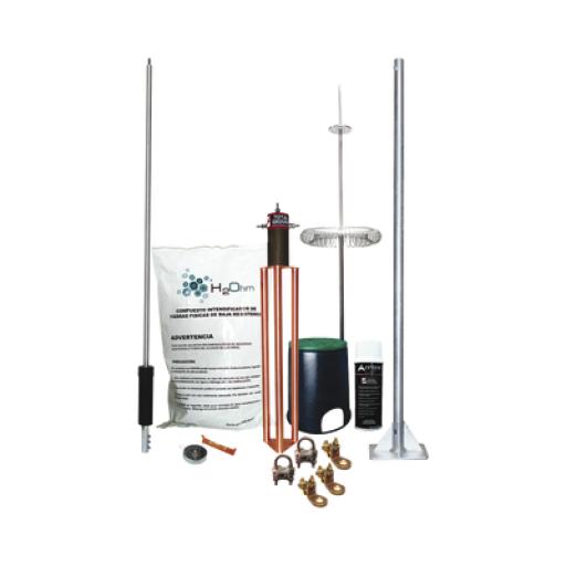Total Ground Kit de Pararrayo Dipolo con Electrodo y Accesorios de Instalación para Techo.