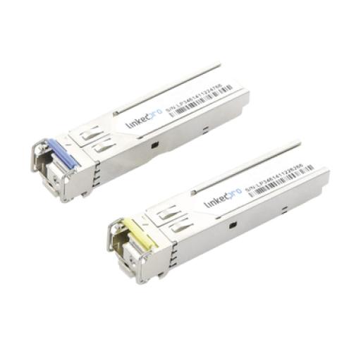 LINKEDPRO BY EPCOM Transceptores Ópticos Industriales Bidireccionales SFP+ (Mini-Gbic) / Monomodo 1270 & 1330 nm / 10 Gbps / 10GBASE / Conector LC/UPC Simplex / DDM / Hasta 10 km / 2 Piezas