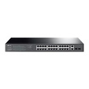 TPLINK Switch PoE Administrable 24 puertos 10/100/1000 Mbps / 2 puertos SFP / 24 puertos PoE af/at / Presupuesto PoE 250W / 