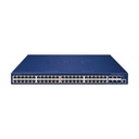 Planet Switch Administrable Stacking Capa 3, 48 Puertos PoE Gigabit 802.3at, 6 Puertos SFP de 10 G, Incluye Fuente Redundante de 55 V cc