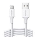 Ugreen Cable USB-A a Lightning | 1 Metro | Certificado MFi | Carga Rápida 5V/2.4 A| 480 Mbps | PD | Conector C89 | Adecuado para iPhone, iPad y iPod | Protección Integrada | Caja de ABS | Cubierta de TPE | Color Blanco | 2 años de Garant&iac