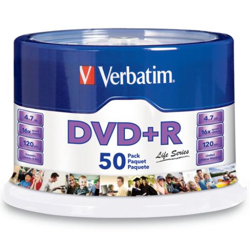 DVD-R 16X 4.7GB 120MIN GRABABLE 50 PZAS CAMPANA LIFE VERBATIM