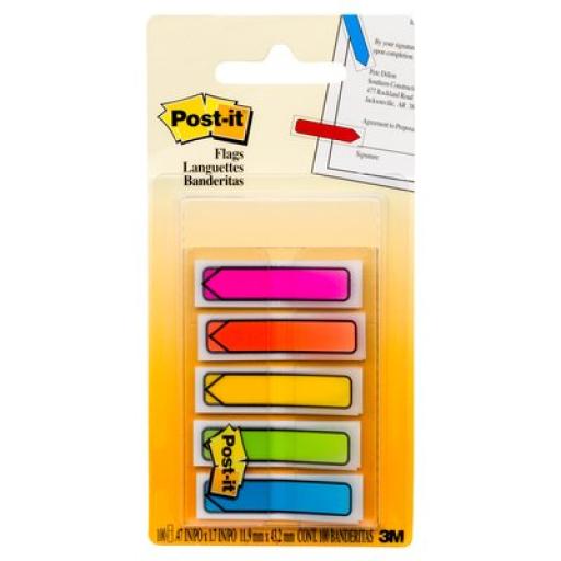3M Banderitas 3M Post-it 684-ARR2 Flecha Neón 12mmx43mm 5 Blocks C/20 Banderitas