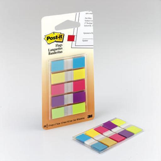 [3M_683-5CB] 3M Banderitas 3M Post-it 683-5CB Autoadheribles Neón 12mmx43mm 5 Blocks C/20 Banderitas