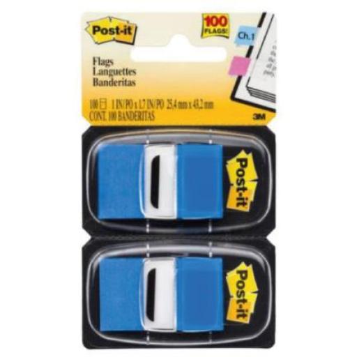 3M Banderitas 3M 680-BE2 azul estuche doble con 50 c/u. Caja c/6 estuches