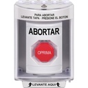STI Botón de Abortar, Bocina de Advertencia Integrada, Texto en Español, Tapa Protectora de Policarbonato Súper Resistente con Espaciador, Restablecimiento con Llave