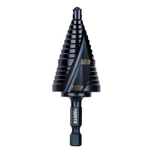 Klein Tools Broca Escalonada 12 en 1, de Liberación Rápida, Acanaladura en Espiral, produce Agujeros de 2-3 cm e Intermedios. 10x más Durable