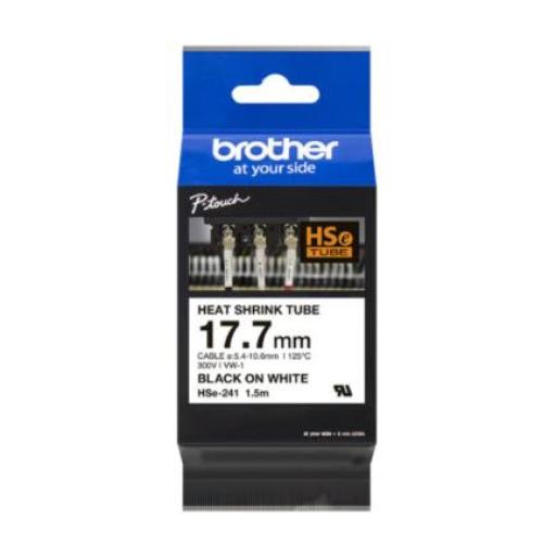 Brother CINTA TERMORRETRACTIL NEGRO SOBRE BLANCO 18MM