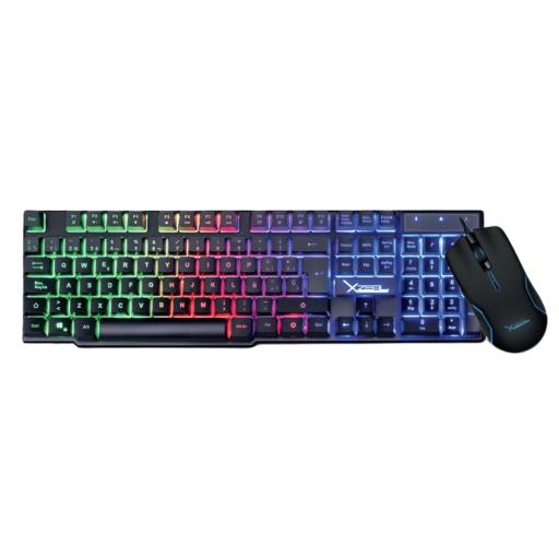 Stylos KIT XZEAL GAMER STARTER 2 EN 1 TECLADO Y MOUSE USB LUZ RAINBOW