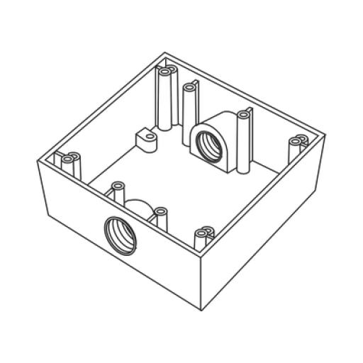 RAWELT Caja Cuadra de 3/4" a Prueba de  Intemperie/ Cuenta con 2 salidas.