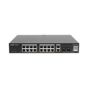 RUIJIE Switch L2 Administrable PoE con 16 puertos Gigabit PoE 802.3af/at + 2 SFP para fibra 1Gb, gestión gratuita desde la nube, 240w