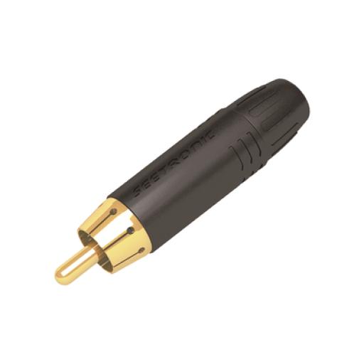 SEETRONIC Conector Macho RCA | Carcasa Enchapada en Negro | Contacto Enchapado en Oro | Cable OD 3.5-6.5mm