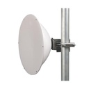 Jirous Antena Direccional de Alto Rendimiento / 1 ft / 4.9 a 6.1 GHz / 24.5 dBi / Soporte de acero inoxidable / Polaridad en 90 y 45° / Incluye montaje y radomo.