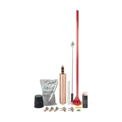 Total Ground Kit Pararrayo con Accesorios para Protección de Diámetro de 80 m.