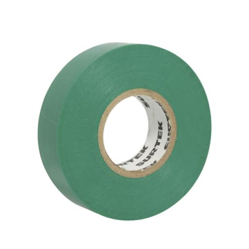 Surtek Cinta para aislar color Verde de 19 mm x  18 metros / Fabricada en PVC / Adhesivo acrílico.