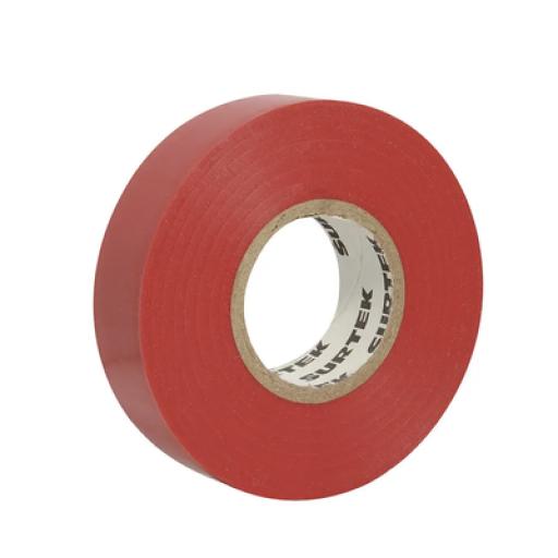 Surtek Cinta para aislar color Rojo de 19 mm x  9 metros / Fabricada en PVC / Adhesivo acrílico.