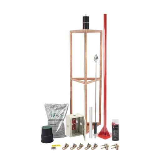 Total Ground Kit Pararrayo con Accesorios para Protección de Diámetro de 300m.