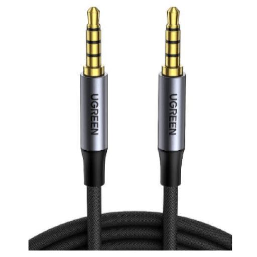 Ugreen Cable Auxiliar de 3.5mm / Cable Audio Estéreo / Núcleo de Alambre de Cobre Esmaltado / Carcasa de Aluminio Azul + Nylon Trenzado /  Soporta Micrófono / 5 Metros
