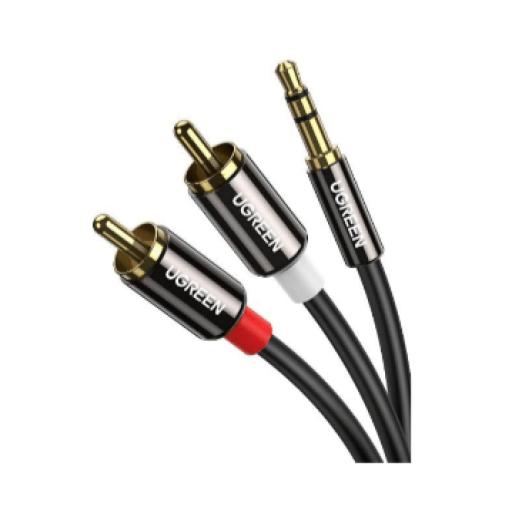 Ugreen Cable Audio Premium Jack 3.5mm a 2 RCA / 10 Metros / Flexible / Doble Blindaje / Transferencia de Audio sin Pérdidas / Caja de Aleación de Cobre / Amplia Compatibilidad / Diseño Duradero.