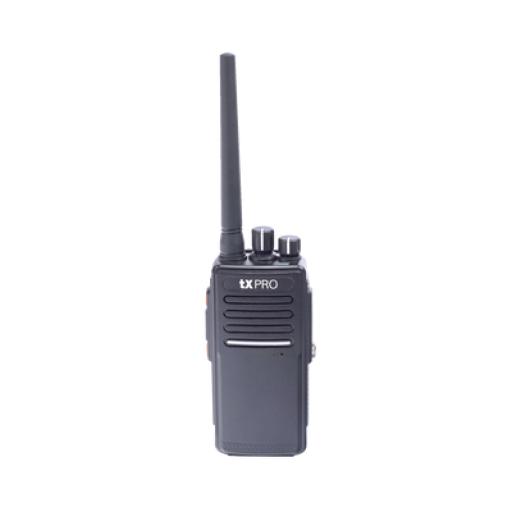 TX PRO Radio Portátil UHF 400-512 MHz, Digital DMR y Analógico, 5 W, Incluye antena, batería, cargador y clip,  16 canales preconfigurados