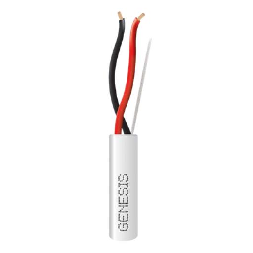 GENESIS Bobina de 305 Metros de Cable 2x18 AWG / Uso INTERIOR / Riser / Blanco / Para aplicaciones en Alarmas de intrusión, Control de acceso, Interfonos, TV porteros, Automatizacion, Audio y Voceo.