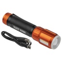 Klein Tools Linterna LED Portátil Recargable 500 Lúmenes con Luz Frontal y Lateral de Trabajo. Lámpara con tapa de Extremo con Imán, USB-C