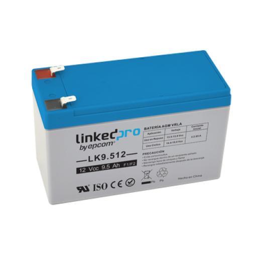 LINKEDPRO BY EPCOM Batería 12 Vcc / 9.5 Ah / UL / Tecnología AGM-VRLA / Para uso en equipo electrónico, Alarmas de Intrusión / Incendio/ Control de acceso / Video Vigilancia / Terminales F1 y F2.