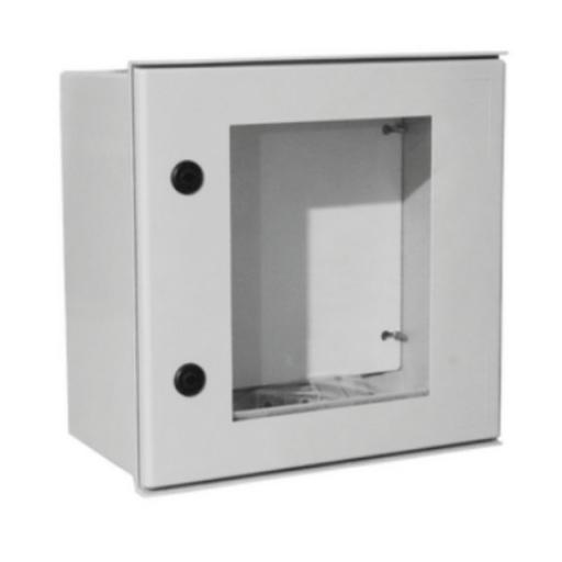 Precision Gabinete de Poliéster IP65 Puerta Transparente, Uso en Intemperie (400 x 400 x 200 mm) con Placa Trasera Interior de Plástico (Incluye Chapa y Llave).