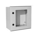 Precision Gabinete de Poliéster IP65 Puerta Transparente, Uso en Intemperie (400 x 400 x 200 mm) con Placa Trasera Interior de Plástico (Incluye Chapa y Llave).