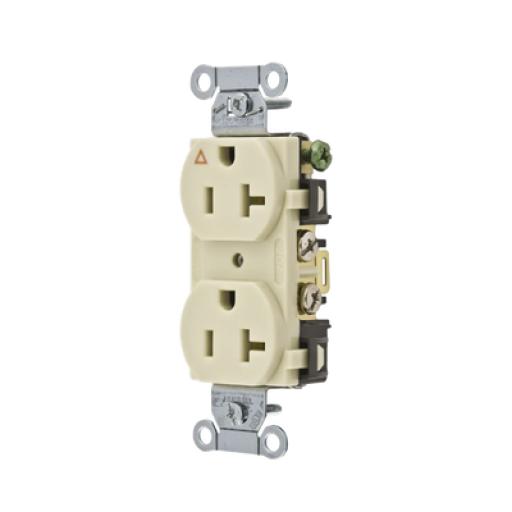 Hubbell Contacto Dúplex Conexión a Tierra Aislada/ 20 A 125 V/ 2 polos 3 Hilos/ Color Marfil/ Nema 5- 20R/ Grado Comercial.