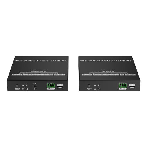 Epcom Kit extensor por fibra óptica | Hasta 40 kilómetros|  4K@60Hz | con IR | RS232