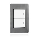 JWJ Placa con 2 Interruptores Sencillos 10 A/ 127 V CA ~ 60 Hz /  Carcasa de Acero.