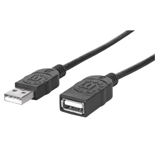 Cable de Extensión USB 2.0 Manhattan Negro 1 M.