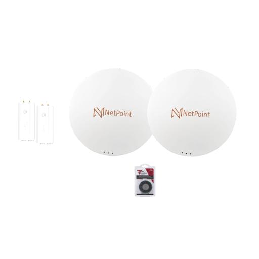 Cambium Networks Enlace completo de 2 radios FORCE4600C con antenas NP6 (32 dBi), rango de frecuencia extendida (5.7 a 7 GHz), Jumpers y Cinta para fusión incluidos 