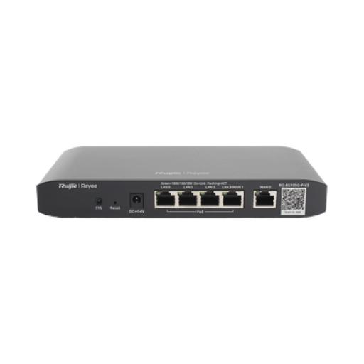 RUIJIE Router administrable cloud con POE+ 54w, 3 puertos LAN gigabit, 1 Puerto WAN gigabit y 1 puerto LAN/WAN gigabit configurable, hasta 100 clientes con desempeño de 600 Mbps asimétricos