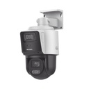 Hikvision Digital Technology [TandemVu] PTZ IP 4 Megapixel con Cámara Panoramica 4 Megapixel / 4X Zoom / Dual Light (40 mts IR + 30 mts Luz Blanca) / ACUSENSE / IP66  / PoE+ / DARKFIGHTER / Micro SD / Incluye Base para Techo o Pared