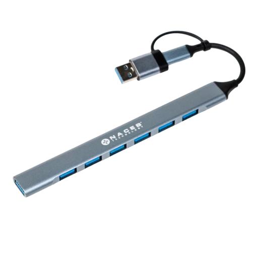 Naceb Technology ADAPTADOR NACEB (NA-0125) HUB,CONVERTIDOR TIPO C,7*USB,1*USB A