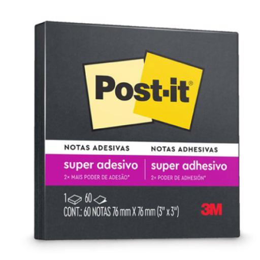 3M Notas Adhesivas 3M Post it 3X3 C/60 Hojas Color Negro con Super Adhesivo