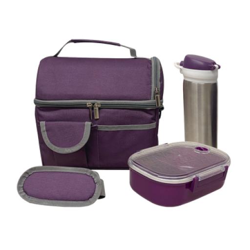 Syscom SET DE 2 LONCHERA DE 9 PULG. INCLUYE UN CILINDRO DE ACERO INOXIDABLE, UN RECIPIENTE DE PLÁSTICO PARA ALIMENTOS