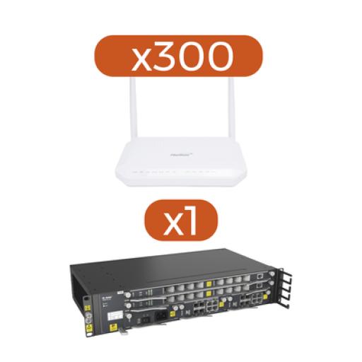 FiberHome Kit 300 ONT´S HG6143D GPON 4 GE + POTS + WIFI AC + 1 OLT AN5516-04-AC