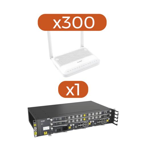 FiberHome Kit 300 ONT´s HG6145D2 ONU GPON 4 GE + POTS + WIFI AC CON SC/UPC + 1 OLT AN5516-04-AC